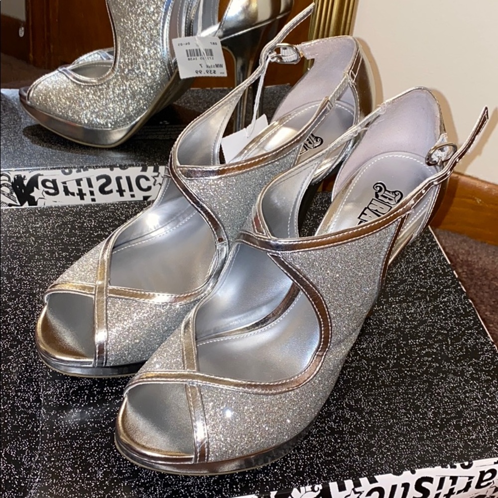Silver Sparkle Brash Heels